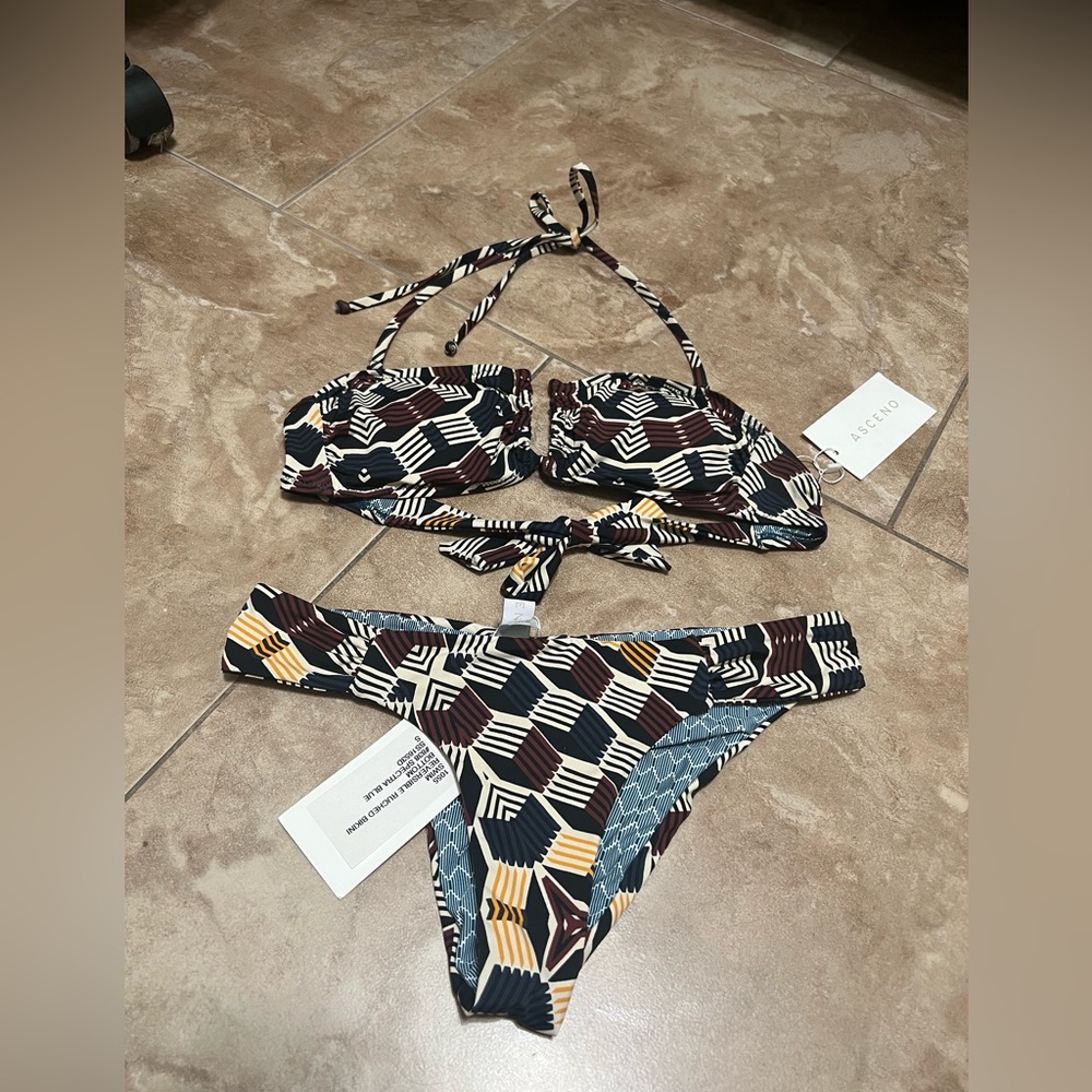 Asceno new with tags reversible bikini set